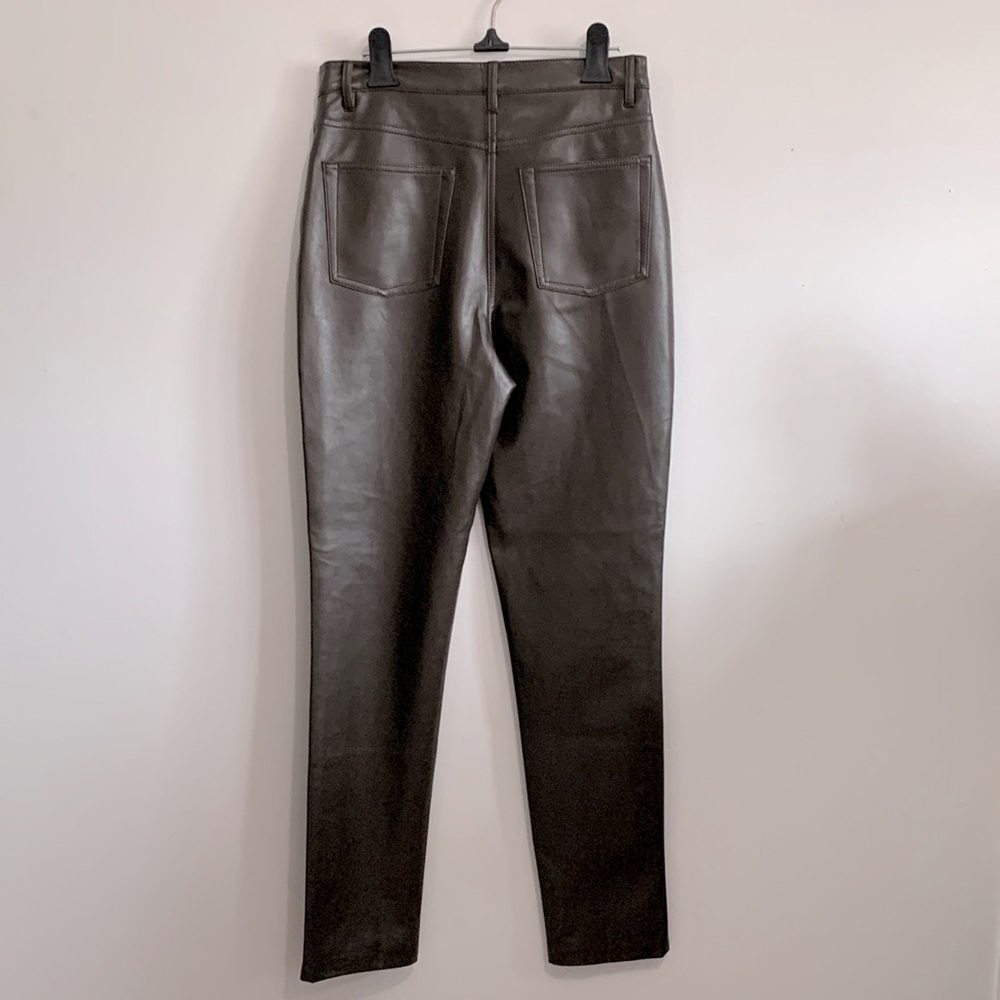 BNWT Wilfred The Melina high rise skinny Rich Mocha Brown Leather Pants size 8 - Picture 3 of 4